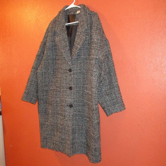 Levi Woman X Large Black Gray Button Down Side Pockets Long Sleeve Pea Coat - Picture 3 of 7